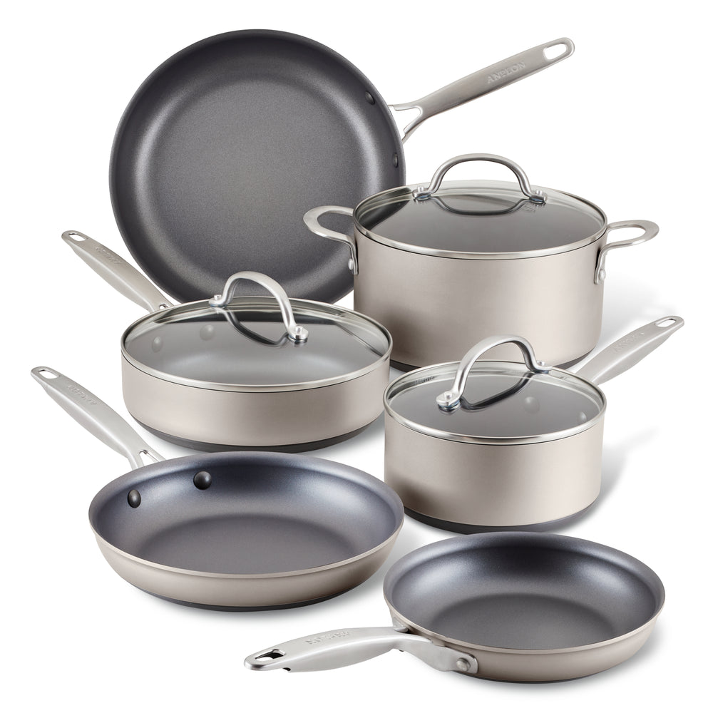 9-Piece Hard Anodized Nonstick Cookware Set | Silver