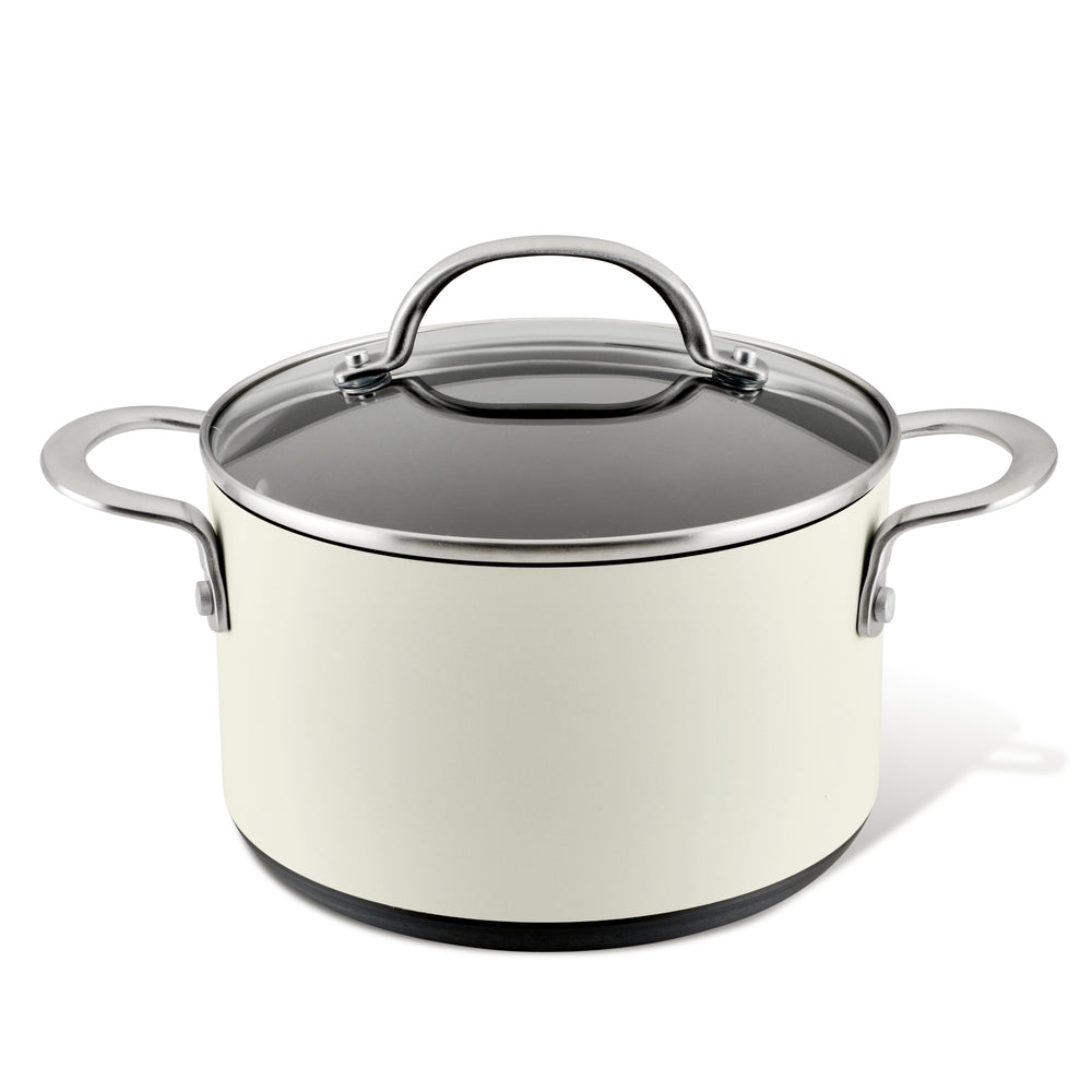 4-Quart Hard Anodized Nonstick Saucepot with Lid | Cream