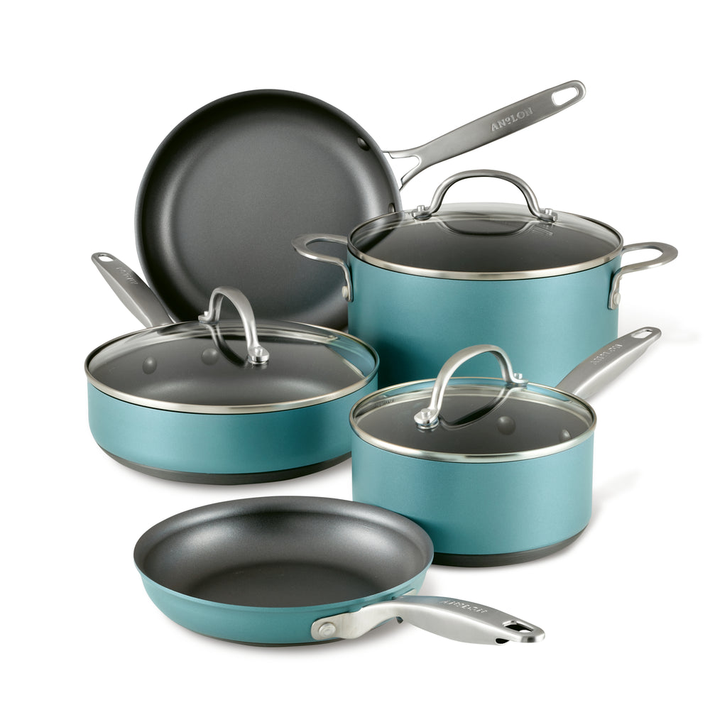 8-Piece Hard Anodized Nonstick Cookware Set | Teal