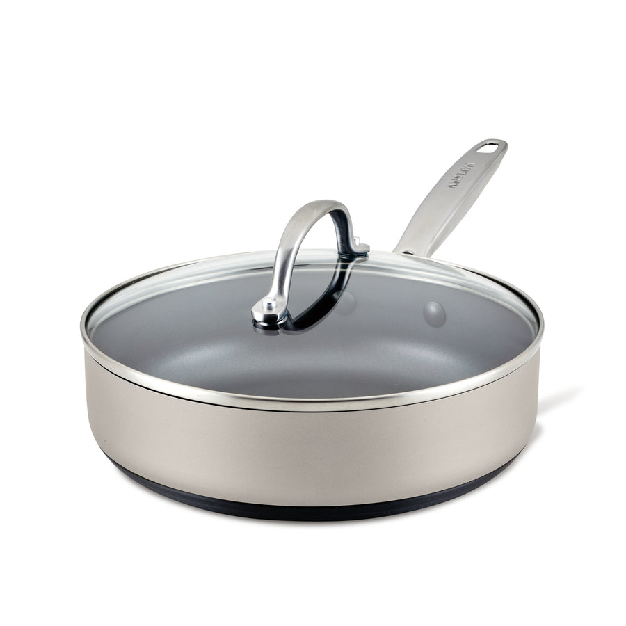 3-Quart Hard Anodized Nonstick Sauté Pan with Lid | Silver