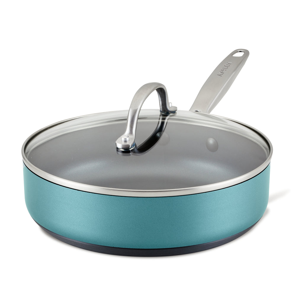 3-Quart Hard Anodized Nonstick Sauté Pan with Lid | Teal